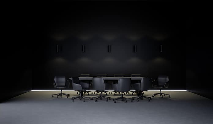 Conference room, long table, conference table, 3D illustration